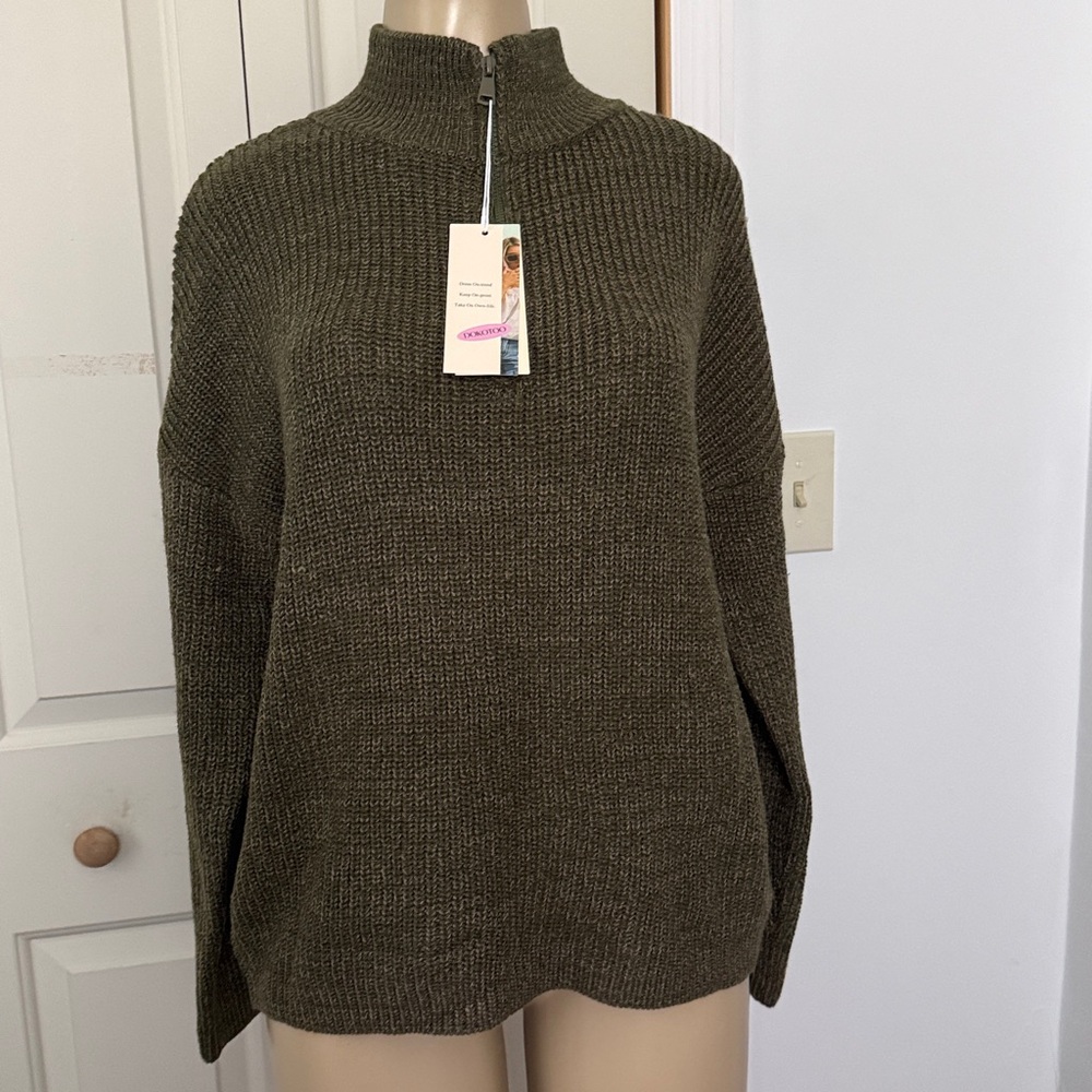 DOKOTOO  Cozy Olive Green Knit Sweater